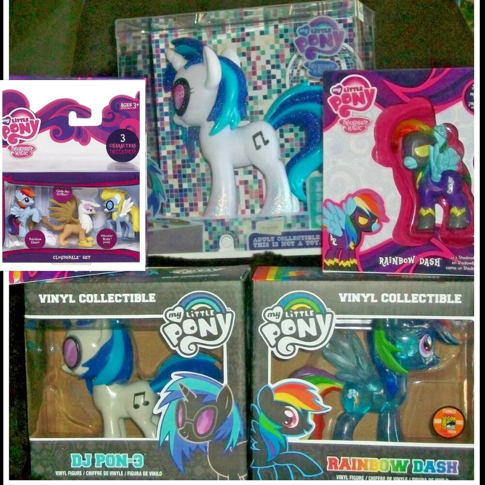 RARE 5-SDCC 2013 HASBRO MY LITTLE PONY DJ PON-RAINBOW DASH funko & Shadow Bolt